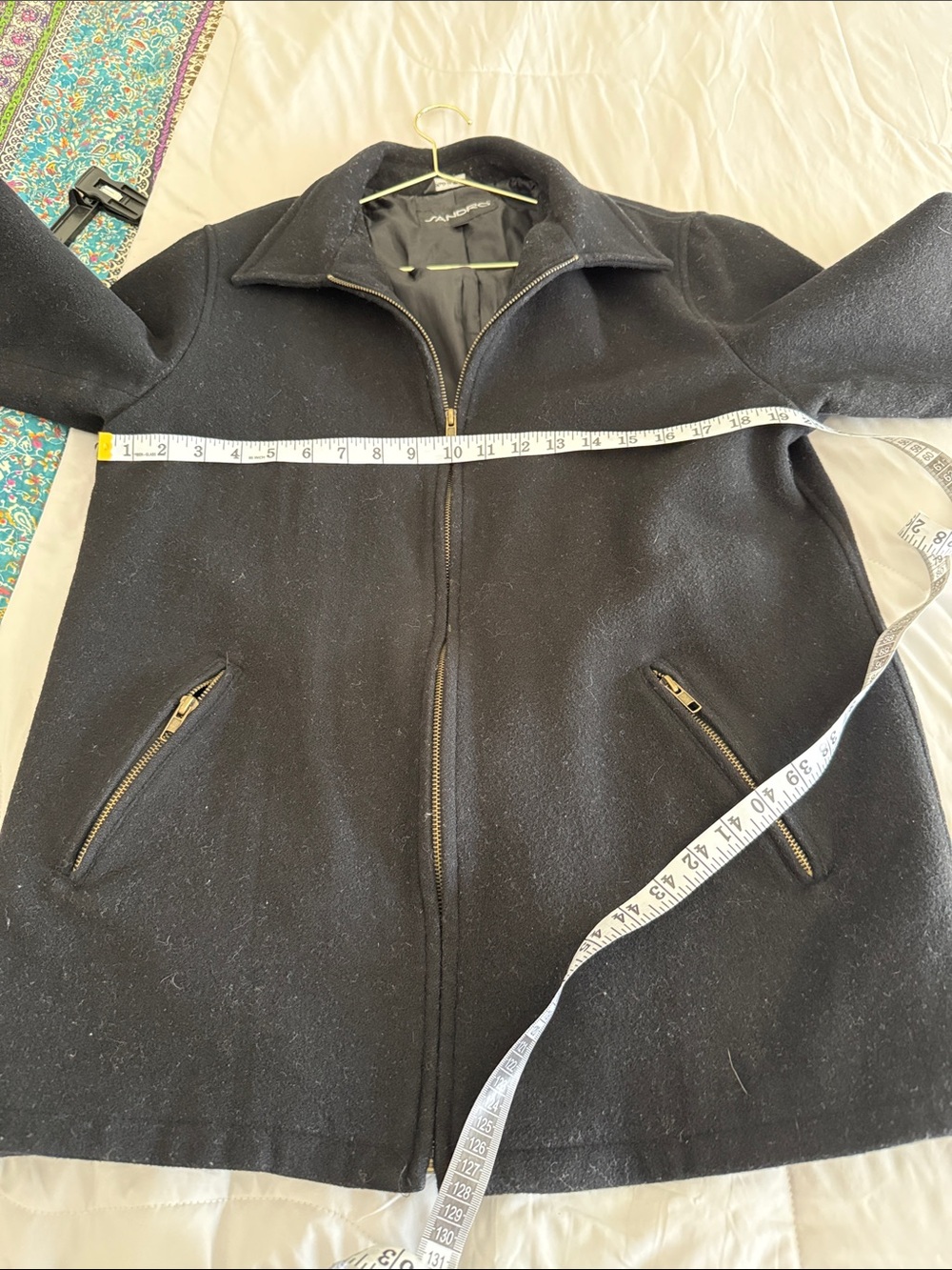 Sandro Black Zip-Front Wool-Blend Pea Coat - Picture 4 of 7